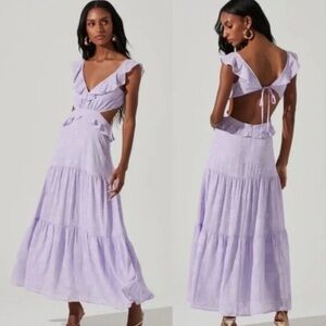 ASTR The Label Cut Out Flutter Maxi Dress in Lilac